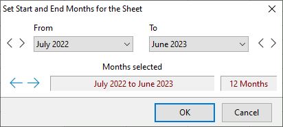 Set Start and End Months for the Sheet