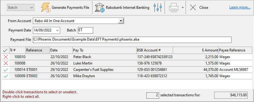 EFT with Payee Reference 