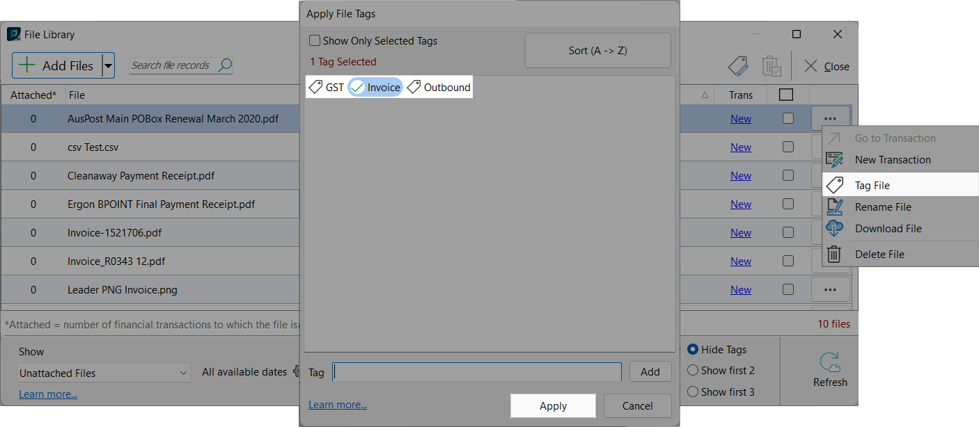 apply file tags total